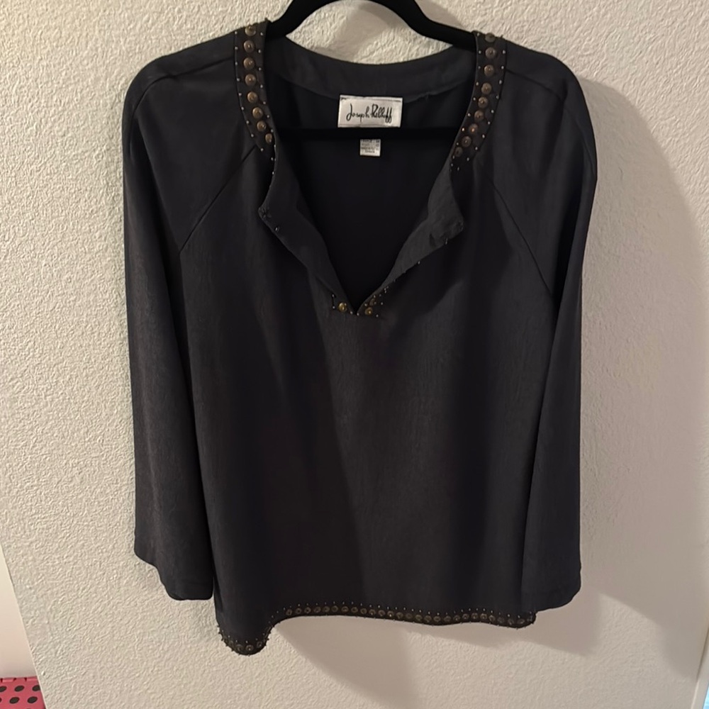 Joseph Ribkoff Black Relaxed Embellished Blouse